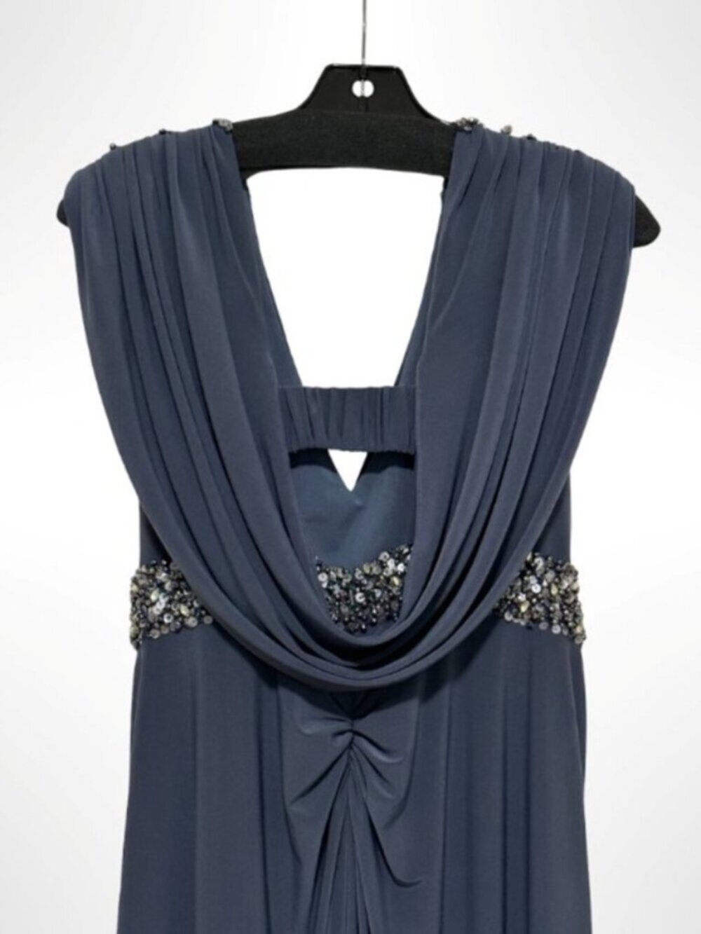 RICKIE FREEMAN FOR TERI JON Beaded Mother of the Bride Gown Pewter Size 6 NWT - Picture 8 of 16